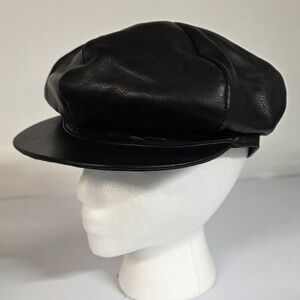 Wilsons Leather Newsboy Hat Black Leathet Small/ Medium
